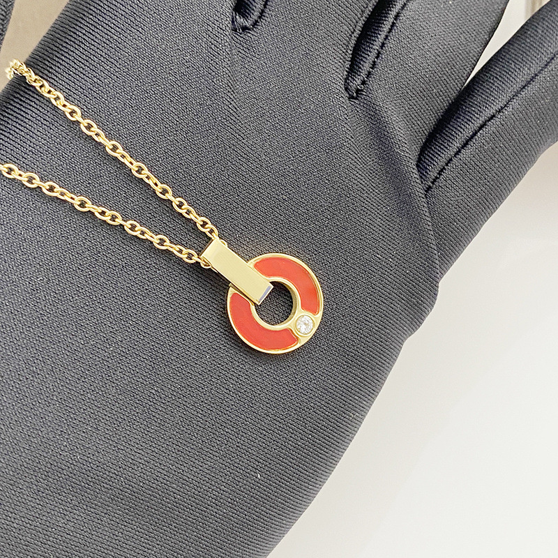 Womens Luxury Designer Jewelry Custom concentric circles Pendant Golden Chain Diamond Pendants small diamond stone Chains Wedding Christmas Valen