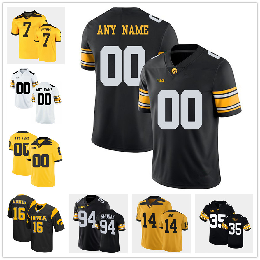 

2022 NCAA Custom Iowa Hawkeyes Football Jersey Jack Koerner JerseyNate Stanley Jersey 94 Adrian Clayborn 12 Ricky Stanzi 14 Desmond King 16 C.J Beathard GEORGE KITTLE, Golden