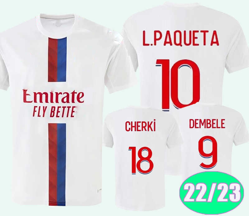 22 23 AOUAR DEMBELE PAQUETA Player Version Mens Soccer Jerseys TOKO EKAMBI KADEWERE CHERKI BOATENG Home Adult Football Shirt Short Sleeve