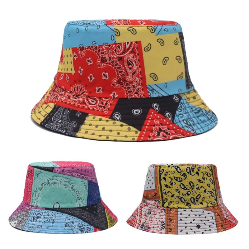 

Berets Panama Cashew Print Bucket Hat Women Summer Sun Hats For Men Reversible Fisherman Protection Beach Fishing Bob CapsBerets, C1