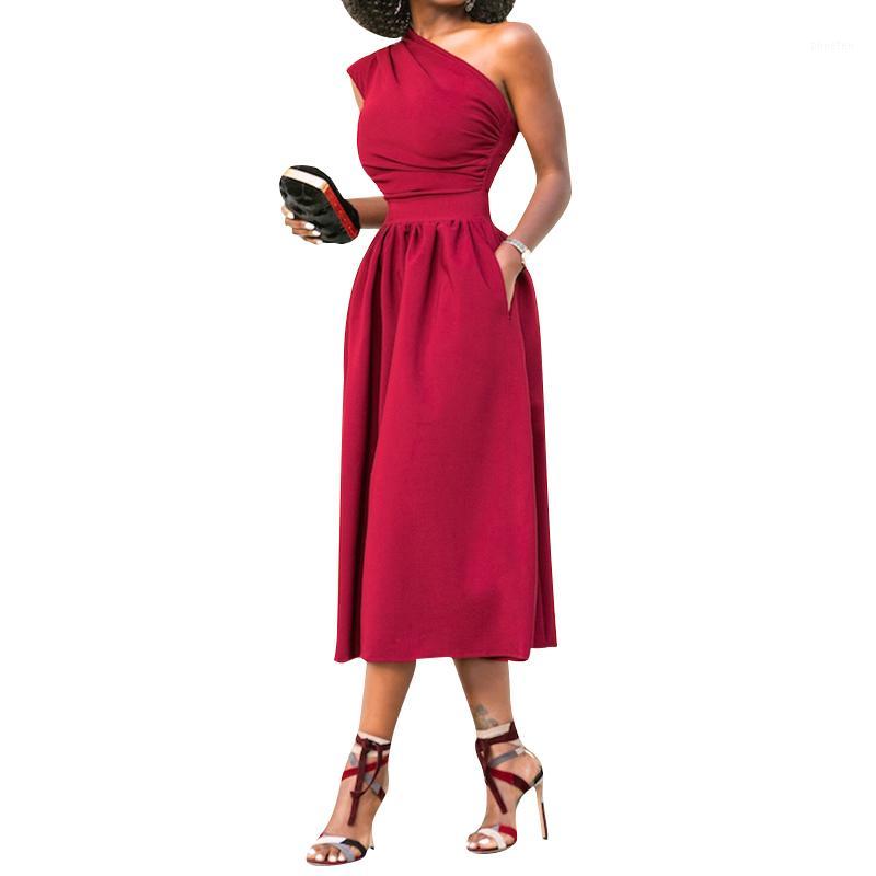 

One Off The Shouler Pleating Dress Summer Cocktail Party Dresses 2022 Clothes WS5660Z, Blue