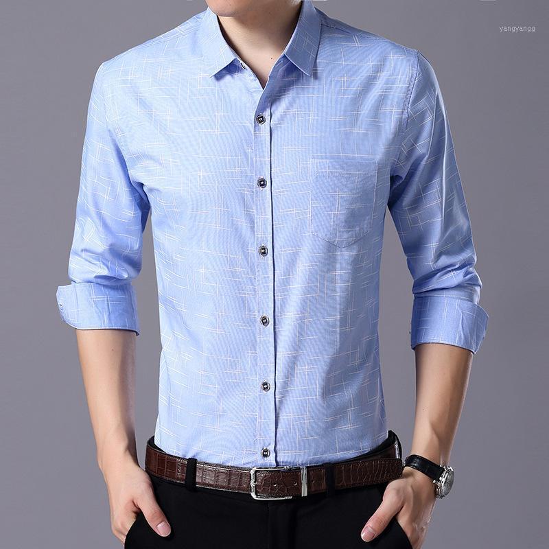 

Men's Casual Shirts Camisas Para Hombre 2022 Autumn Business Shirt Lapel Long Sleeve Handsome Mens Clothing, Y75-1-3211 blue