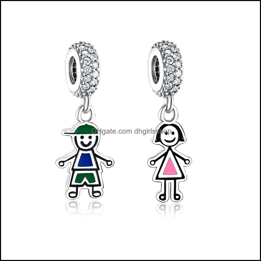 

Sier Loose Beads Jewelry 925 Sterling Girl Boy Dangle Pendant With Cz Enamel Fit Original Pandora Charm Bracelet Diy Je Dhijm