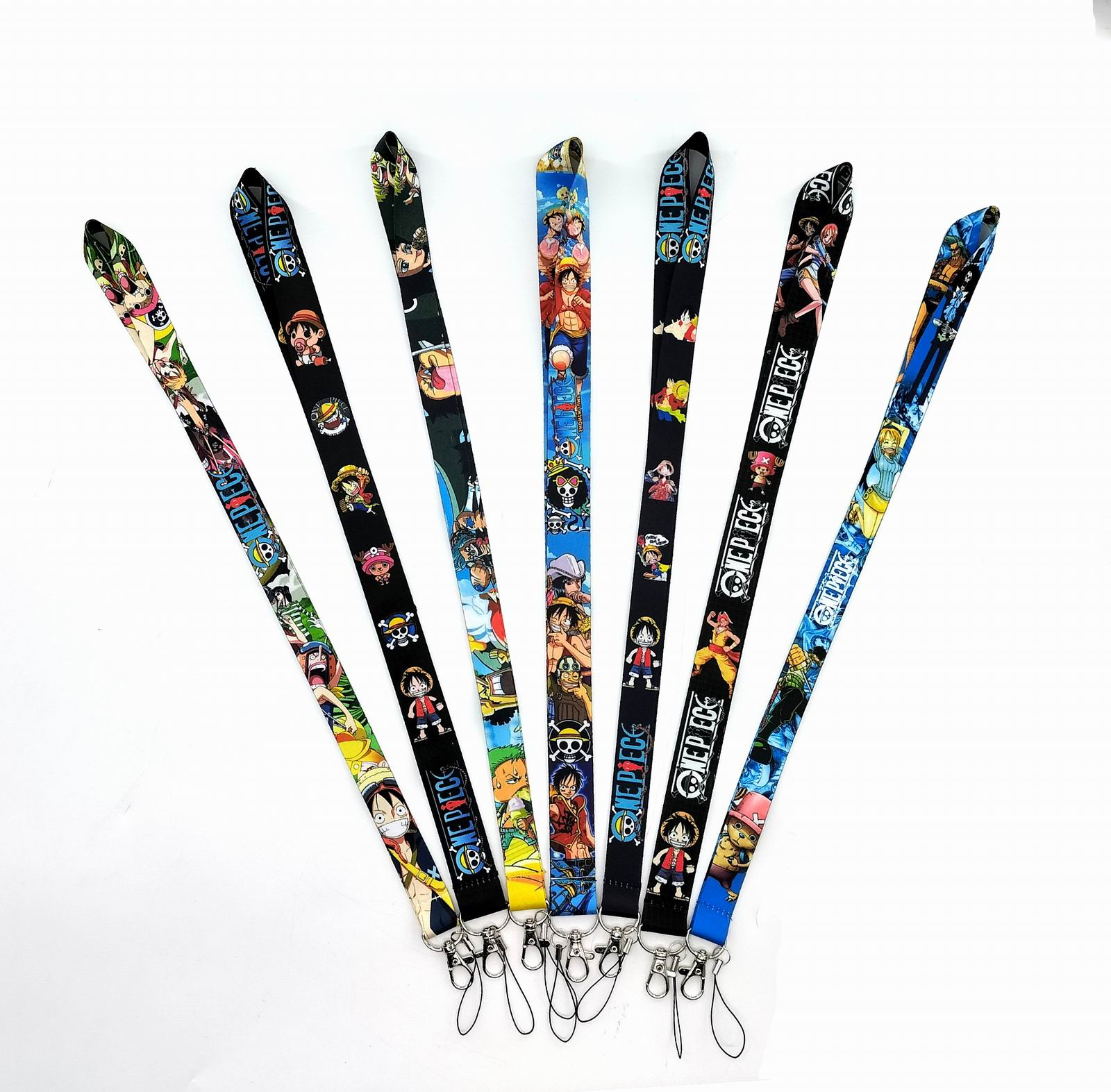 

100pcs Cartoon Japan Anime One Piece Neck Strap Lanyards Badge Holder Rope Pendant Key Chain Accessorie New Design boy girl Gifts Small Wholesale