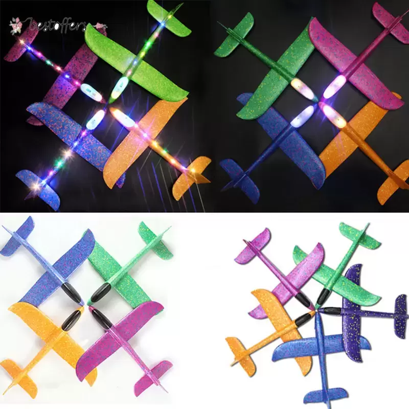 

DIY Hand Throw LED Lighting Up Flying Glider Plane Toys Foam Airplane Model Outdoor Games Flash Luminous Toys For Children fy3202