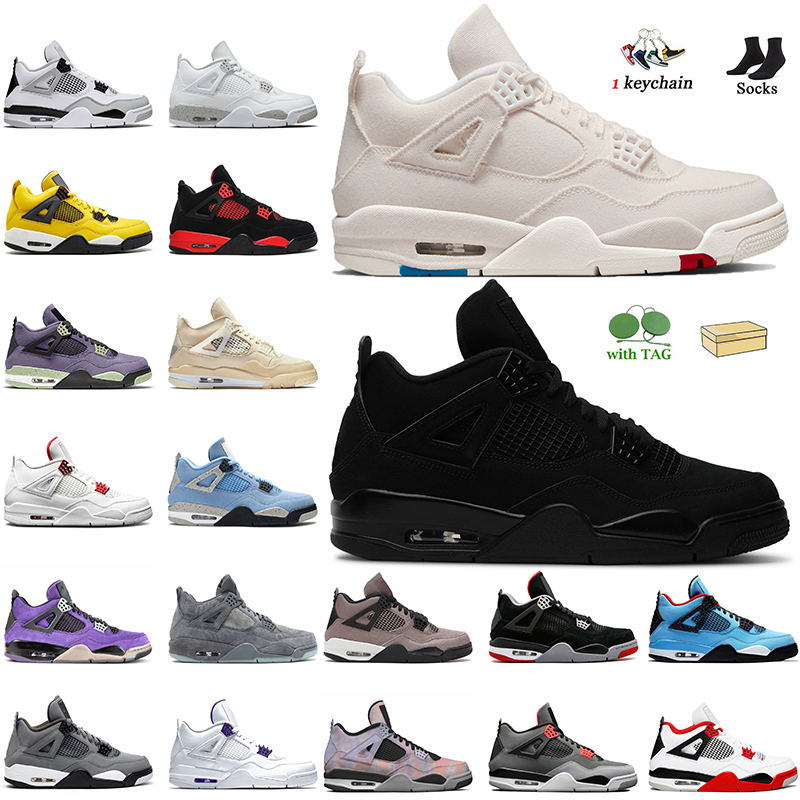 

4s Mens Basketball Shoes High OG Jumpman 4 Women Mens Trainers Canvas Black Cat Canyon Purple Suede Court White Oreo Red Thunder Infrared Guava Ice Neon Sport Sneakers, D23 alternate 89 36-47