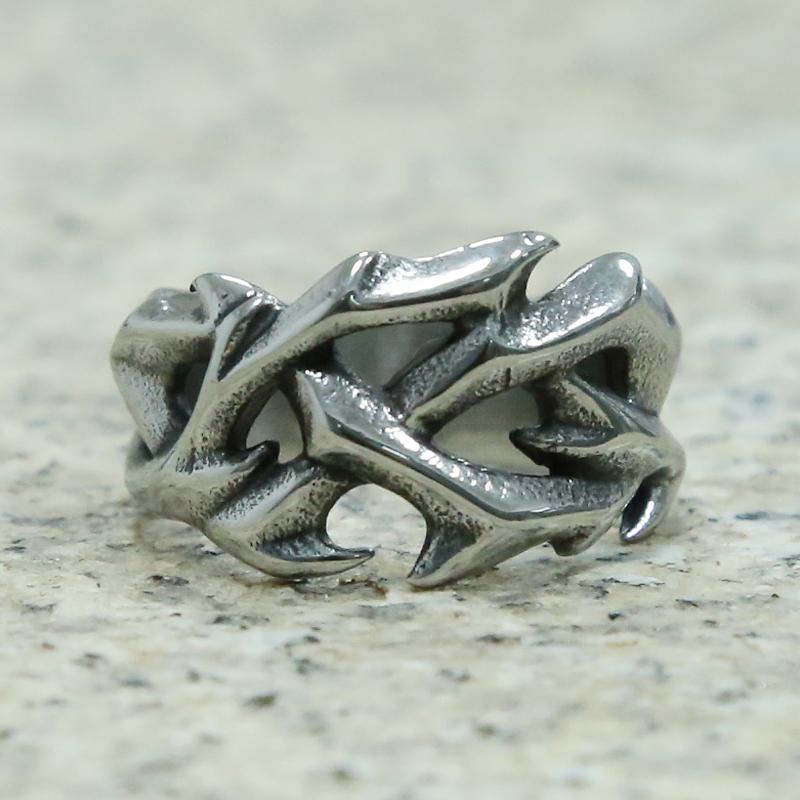 

Cluster Rings Vintage Cool Hollow Round Thorns Metal Punk For Women Men Viking Biker Jewelry Wedding Party GiftsCluster