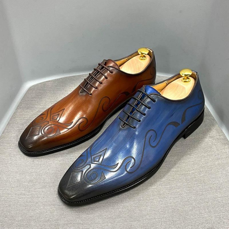

Men New Leather Business Formal Oxford Shoes Retro Gentleman Carved Lace-up Flat Bottom Comfortable Breathable Pointed Tide Shoes KB250, Clear