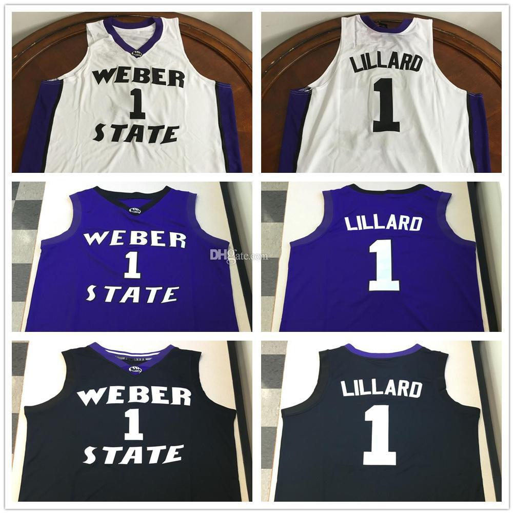 

Weber State Wildcats College Damian Lillard #1 White Black Purple Retro Basketball Jersey Men's Stitched Custom Any Number Name Jerseys, As show