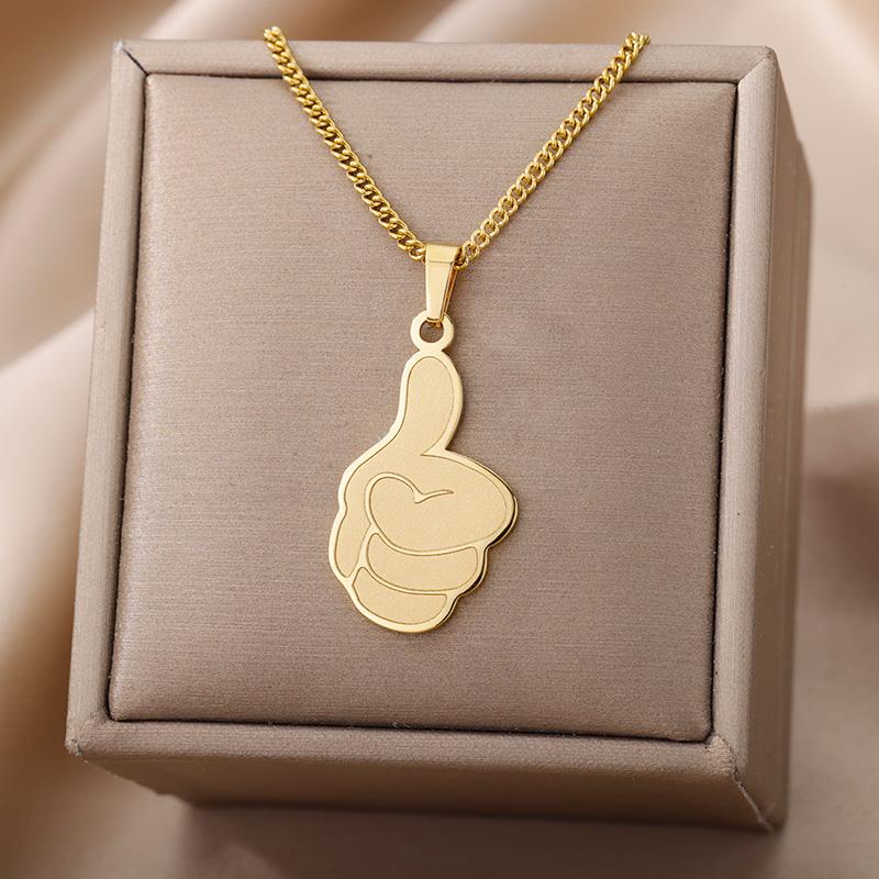 

Chains Thumbs Pendant Necklaces For Women Stainless Steel Plated Hand Chain Choker Necklace Fashion Finger 2022 Jewelry GiftChains