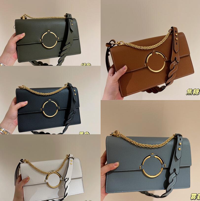 

Designer Women's Shoulder Bags Handbag Gold Chains Genuine Leather Flap Top Quality Classic Messenger Letter Wallet Crossbody Adjustable Straps Bags, Black