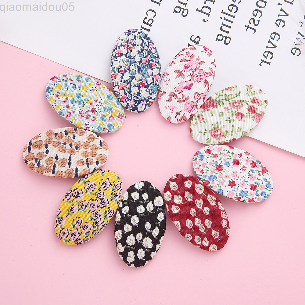 

30 pcs/party Flower Prints Hair Clips For Children Women Kids Girls Snap Hairclips Hair Clips Bb Hair Clips Baby Girl Headwear L220729, Beige