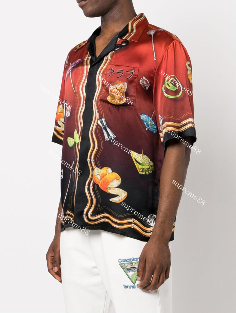 

Casablanca men printed short sleeve silk shirt summer women designer polo shirts luxurys tops, Multi-color