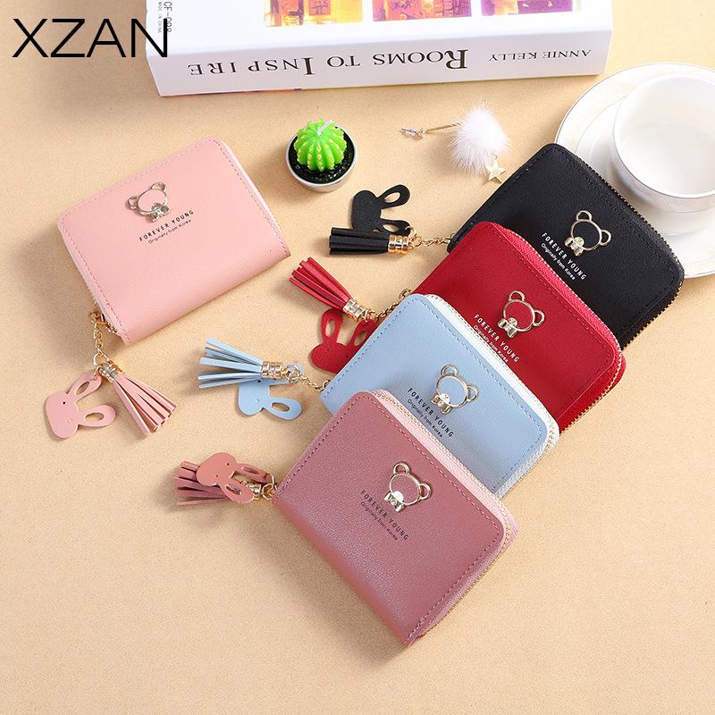

Womens Wallet Short Style Cartoon Cute Bear Wallets Coin Purses Girl Small Lady Credit Card Holder Bolsa, Zao red