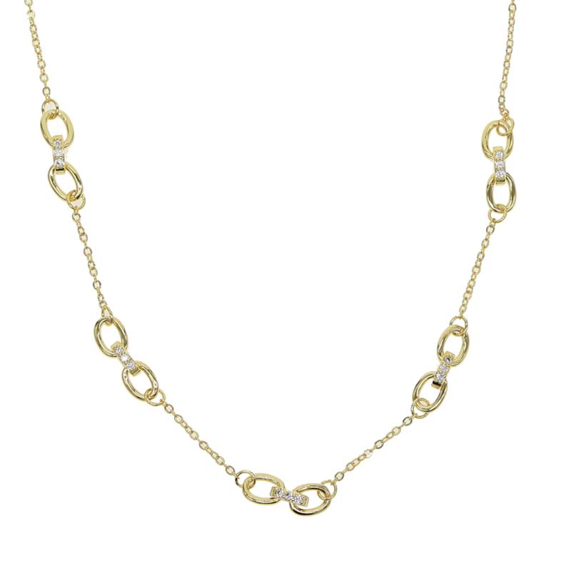 

Pendant Necklaces Gold Color Circle Link Chain With Cubic Zirconia Charm Women Necklace European Rock Style HIP HOP Simple Party JewelryPend
