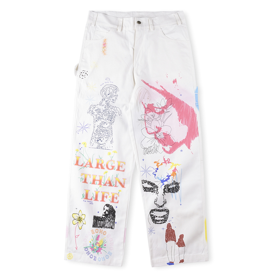 Pantalon à jambes larges hommes blanc Graffiti 11 pantalon de haute qualité pantalon droit ample hommes Streetwear Hip-hop poche Cargo Trous