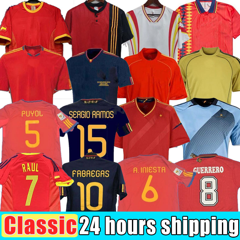 

retro 2008 2012 1996 1994 final 2010 Spain retro Soccer Jerseys RAUL A.INIESTA PIQUE XAVI VILLA TORRES David Villa camiseta Football shirt 2002 final world cup