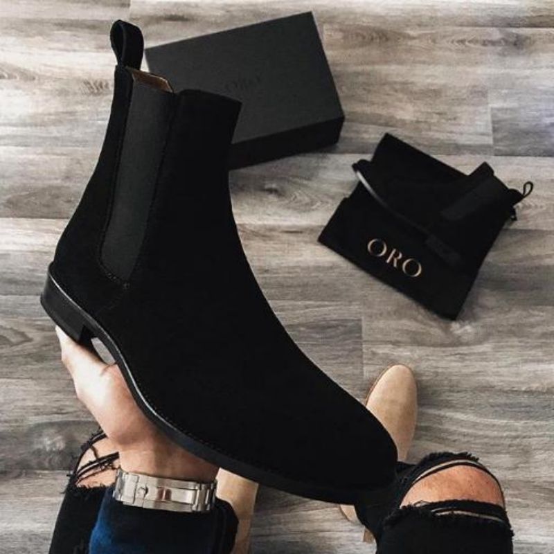 

Men Shoes New for 2020 High Quality Ankle Boot Male Vinage Classic Dress Chelsea Winter Zipper Boot Size Shoes 38-48 HA099, Black-1
