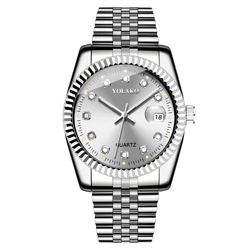 

Wristwatches Fashion Round Quartz Luxury Calendar Dial Casual Wrist Watches Stainless Strap Fashionable Clock Waterproof Wristwatch For MenW, Gold