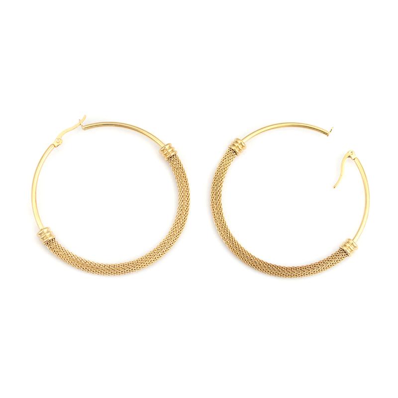 

Hoop & Huggie Stainless Steel Earrings For Women Gold Color Round Hollow Jewelry 2022 Trend 1 PairHoop