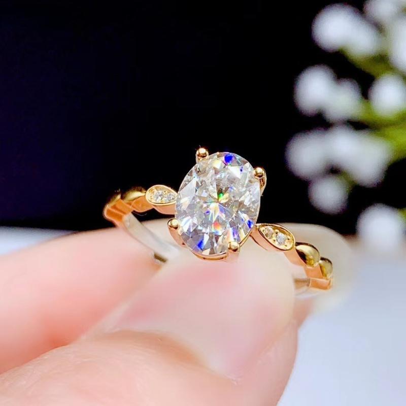 Cluster Trendy Rings Moissanite Ring Ladies Jewelry Engagement Wedding 925 Silver Birthday Gift Gold Plated Color 14 K Ring-image-847541392