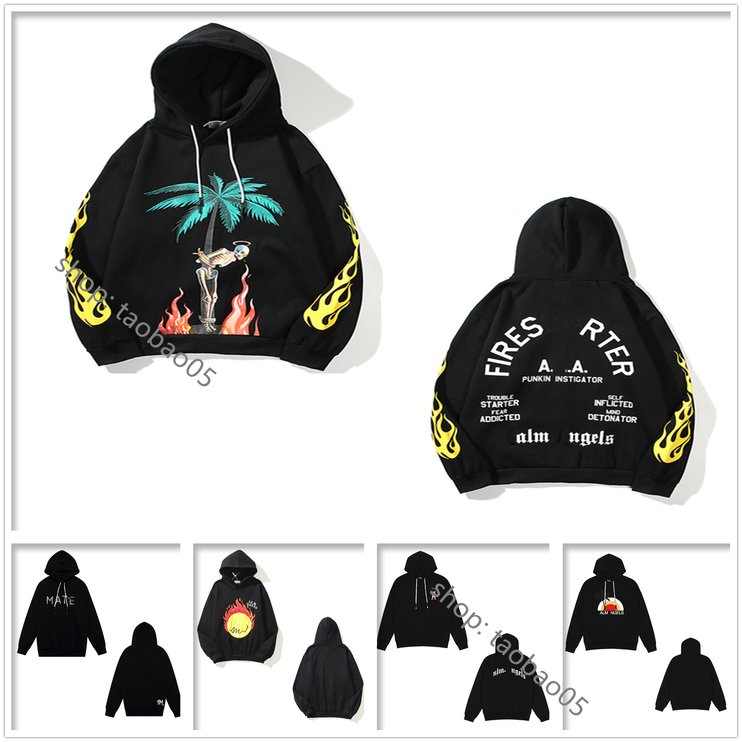 

Men's angel Hoodie women Hoodies high quality decapitated bear hip hop street shark Sweatshirts loose embroidery long sleeve foam print B04, 1pcs button