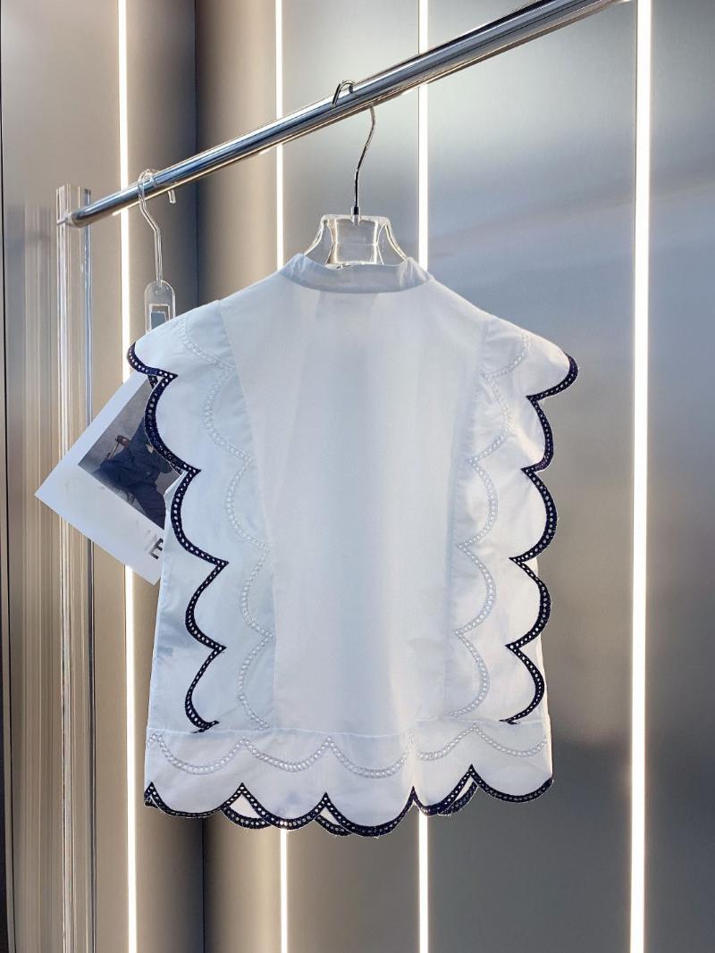 

Women' Blouses & Shirts Summer Women High Quality Embroidery Hollow White Sleeveless Shirt Female Chic Blouse 2 Color Ddxgz2 4.20Women, Blue