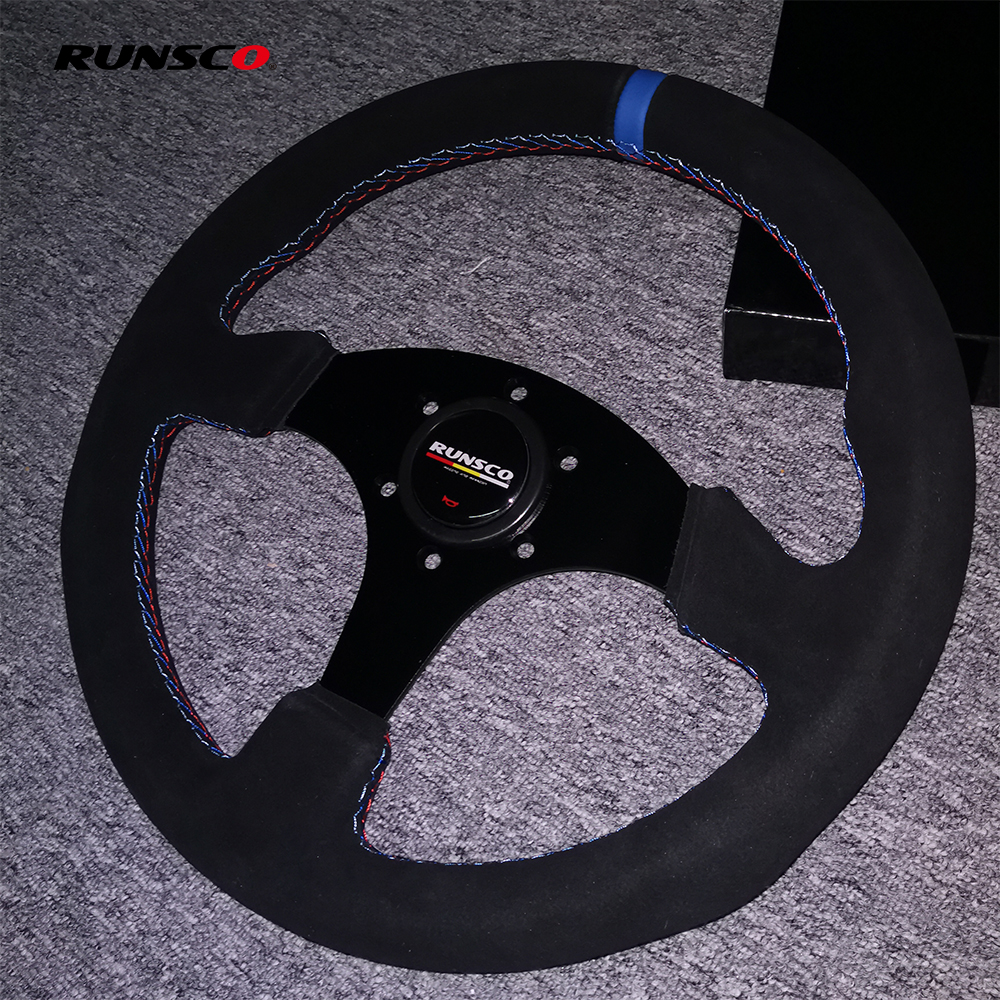 

330mm Steering Wheel Flat Suede Drift Simulated Racing Game Universal 13 Inch