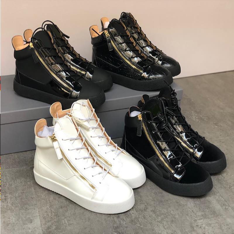 

For High-top Shoes Frankie Women Designer Box Zipper Men Kriss and Leather Suede Flat Trainers Shoes Outdoor Fash GZ GIUSEPPEs ZANOTTIES Xst, Color 1
