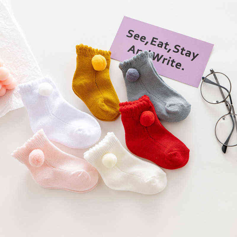 

Cute Pompoms Baby Socks Autumn Winter Girl Boy Short Socks Soft Warm Ruffle Baby Toddler Children Socks Baby Accessories Newborn J220622, Yellow