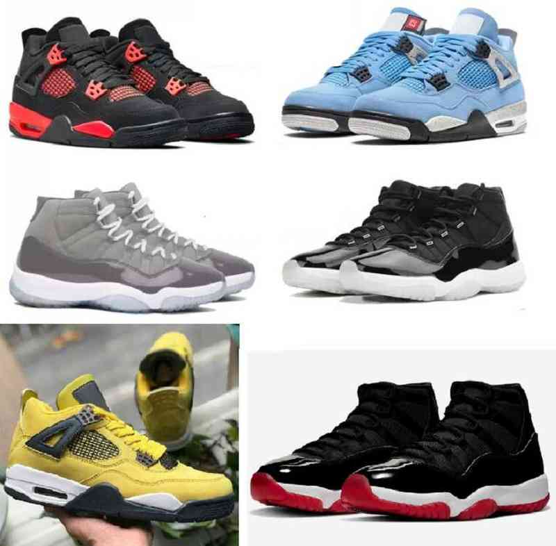 

Top Basketball shoes kids Big boy University Blue 4 4s red thunder 11 11s cool grey Dark Mocha bred black cat Young people girl designer