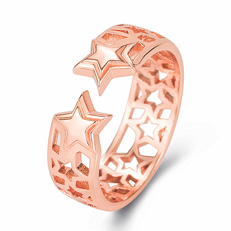 

Innovative Pentagram Adjustable Ring Ladies Fashion Party Gift Personality Hollow Pentagram Ring Bright Lightweight Creative Wide Design