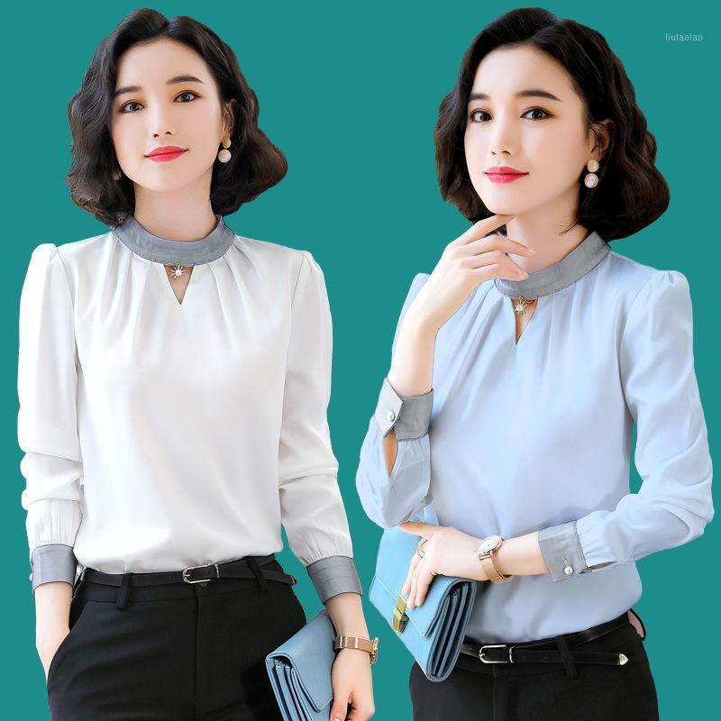 

Women' Blouses & Shirts Women 2022 Spring Autumn Blusas Mujer De Moda Female Chiffon Blouse Tops Casual Long Sleeve Shirt Office Lady Cloth, Sky blue