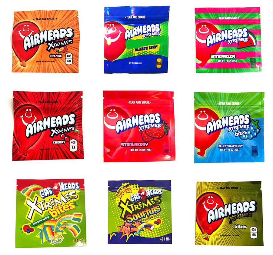 

Empty candy edibles mylar packaging bags xtremes bites heads gummies pouch