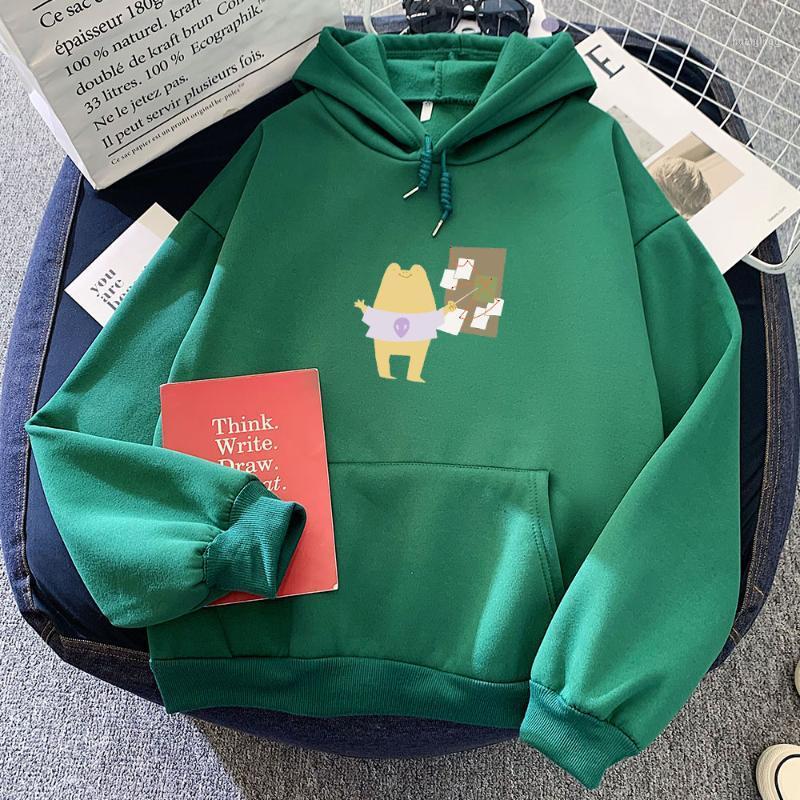 

Oversized Women Cool Hoodies Frog Alien Printed Sweatshirt Autumn Winter Streetwear Pullovers Graphic Thick Warm Women's & Sweatshirts, Green sweatshirt