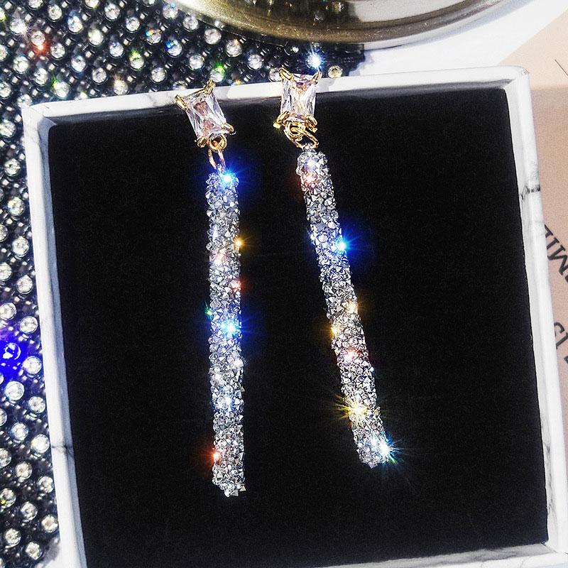 

Dangle & Chandelier Fashion Arrival Crystal Classic Geometric Long Earrings For Woman Female Jewelry Korean Simple EarringsDangle