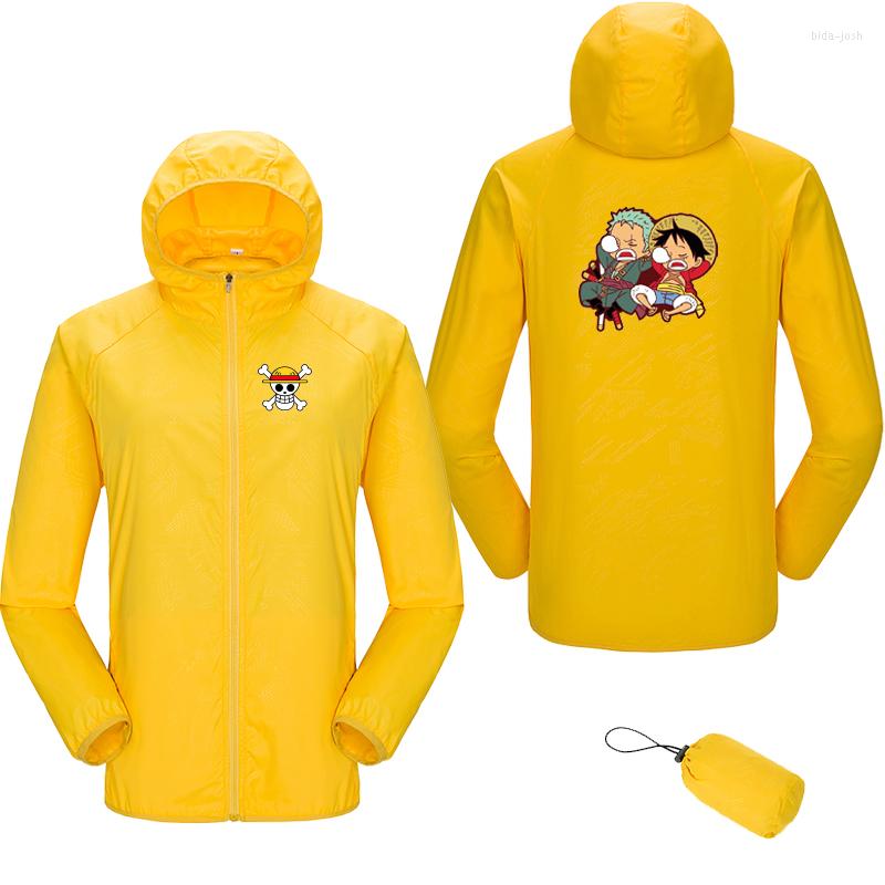 Men's Jackets Thin Jacket Men Japanese Anime One Piece Print Coat Waterproof Sun Fashion Quick Dry Skin Outdoor Windbreaker JacketMen's