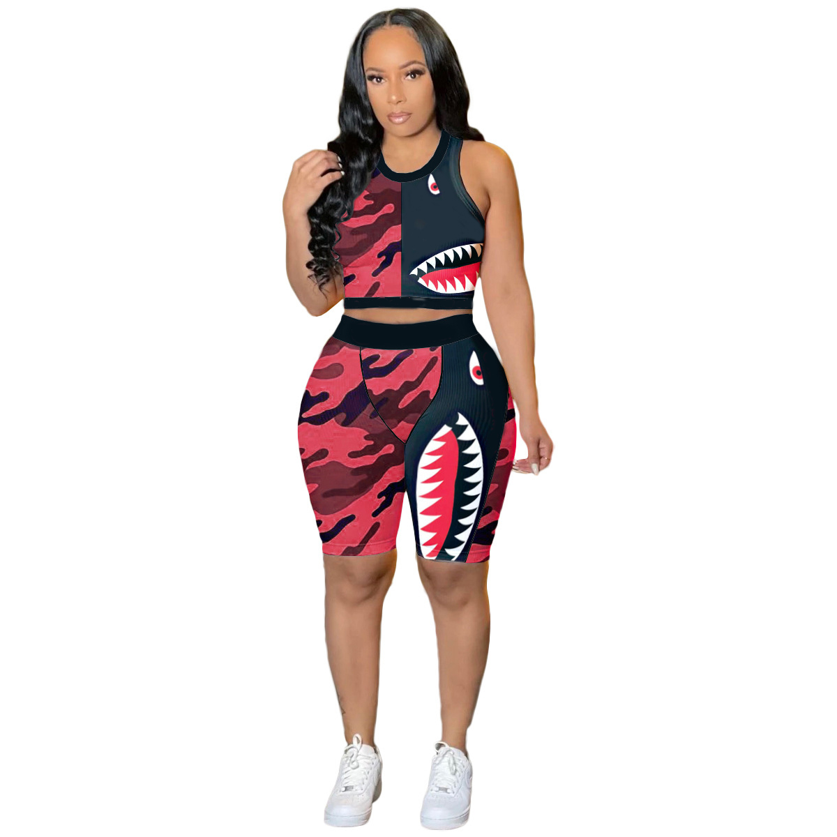 

Women' Tracksuits Shark Tracksuit Women Designer Clothing Summer Vest Two Piece Set Sportswear 3 Colors Optional, Purple