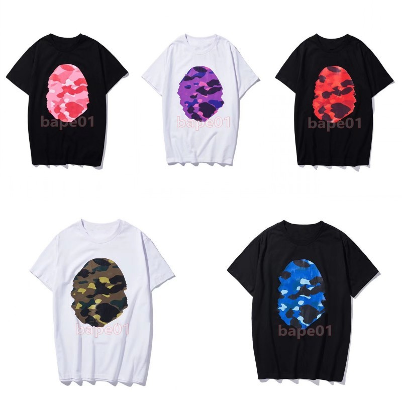 

Mens Designer T Shirt Summer Streetwear Short Sleeve Men Women High Quality Hip Hop Tee M-XXL, White camo