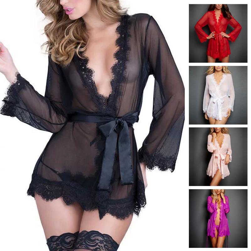 

Women's Sleepwear Women 3Pcs Robe Set Bride Bridesmaid Wedding Gown Lace Sexy Kimono Bathrobe Night Dress Nightgown SleepwearWomen's, Black