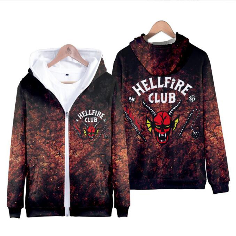 

Stranger Things 4 Hellfire Club 3D Print Zip Up Women/Men Hoodie Sweatshirt Streetwear Hip Hop Cosplay Zipper Hooded Jacket Coat, 001