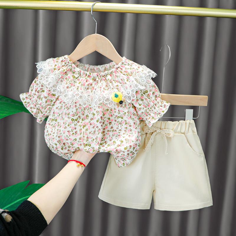 

Clothing Sets Born Baby Girls Clothes Fashion Print Short Sleeve Sweet Shorts 2pcs Suit For Birthday Outfits, Pink
