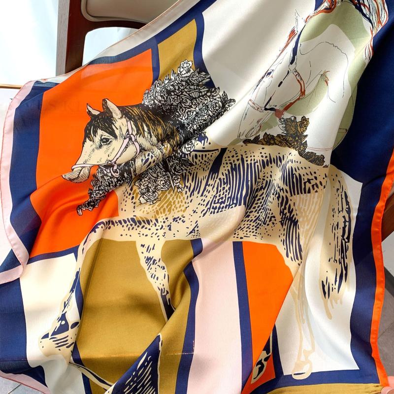 

Scarves Design Horse Print Spring Silk Square Bandana Scarf Small Shawls Wraps Hairband Kerchief Neckerchief BufandaScarves