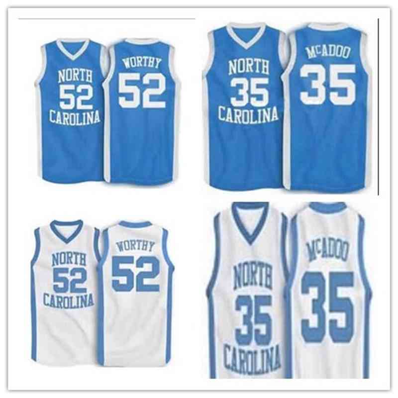 

Heels Vintage North Carolina Tar College #52 James Worthy #35 Bob McAdoo NCAA Basketball Jerseys Mens Stitched Custom Any Name Any Number, 52 white
