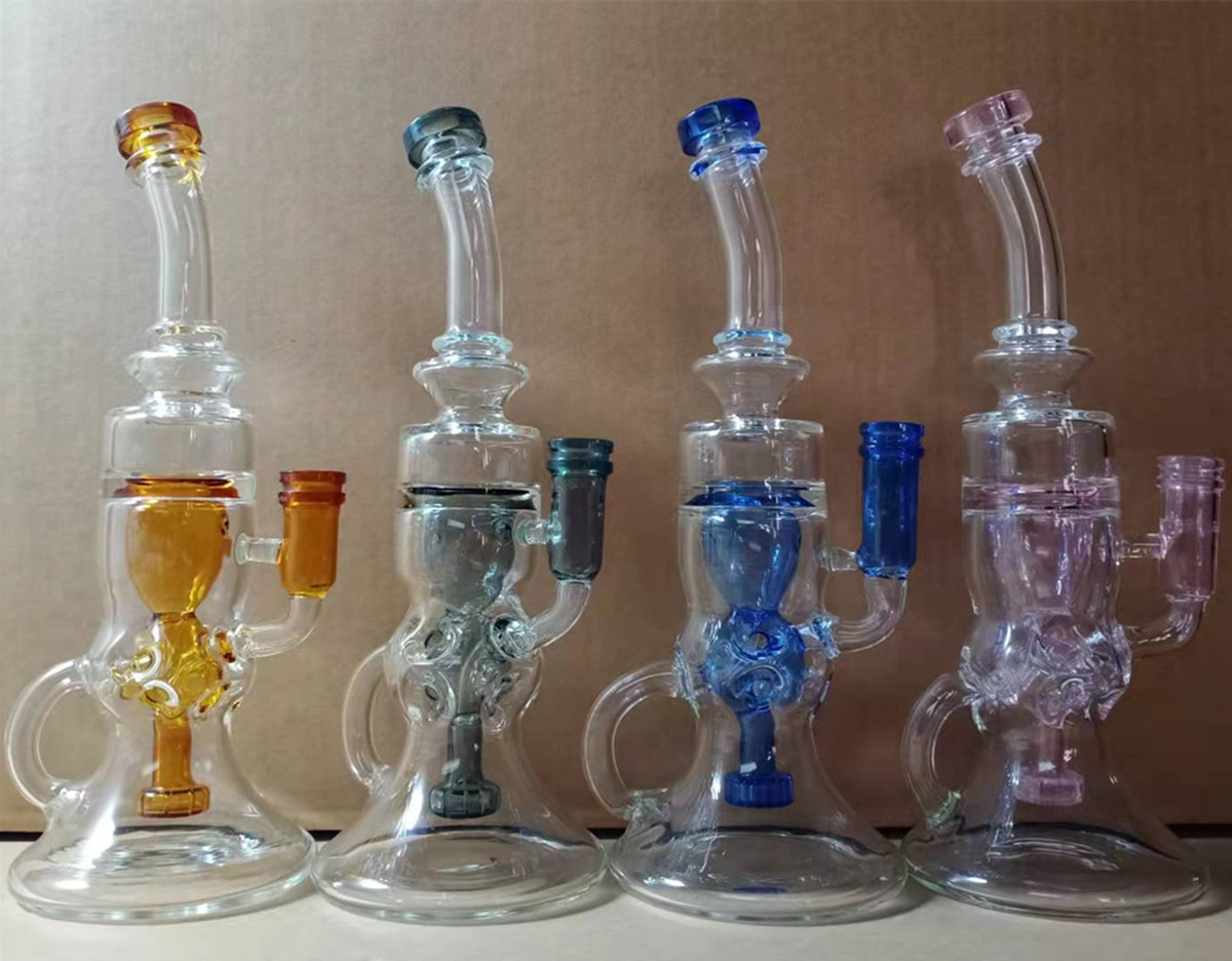 

11 inch color cutout hookah trimmed Recyclers Tube bong Glass bong smoking