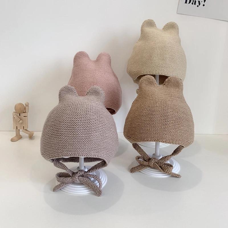 

Hair Accessories Winter Spring Baby Hat Soft Pompom Infant Toddler Cap Beanie Solid Color Kids Knitted Warm Bonnet Bandage Cute, Slivery;white