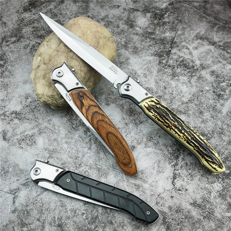 

Russian Automatic 12"Inch Resin Color Wood Handle 420 Stainless Steel Pocket Tactical Folding Knife Portable Survival Tactics EDC Knfie