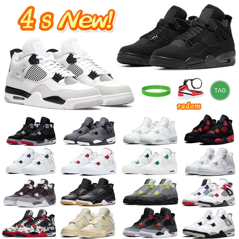 

shoes Jumpman j4 4s Men Basketball Shoe Military Black Cool Grey Black Cat University Blue Outdoor Sports Trainers, Guava ice