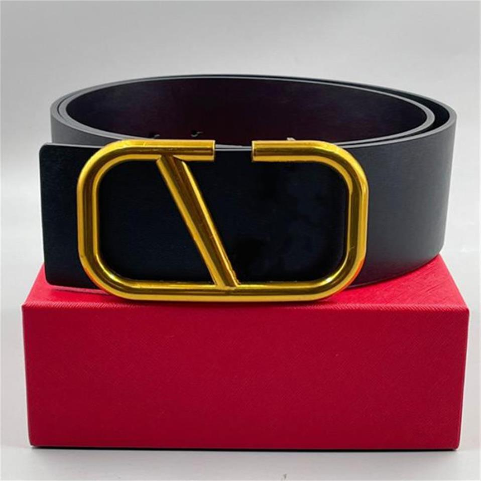 7CM men's designer belt women's leather black and red big gold buckle classic leisure luxury belt292b
