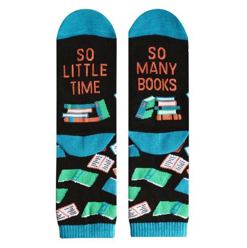 

Men's Socks 1 Pair Funny Saying So Many Books Jacquard Little Time Fashion Cotton Dress, Black